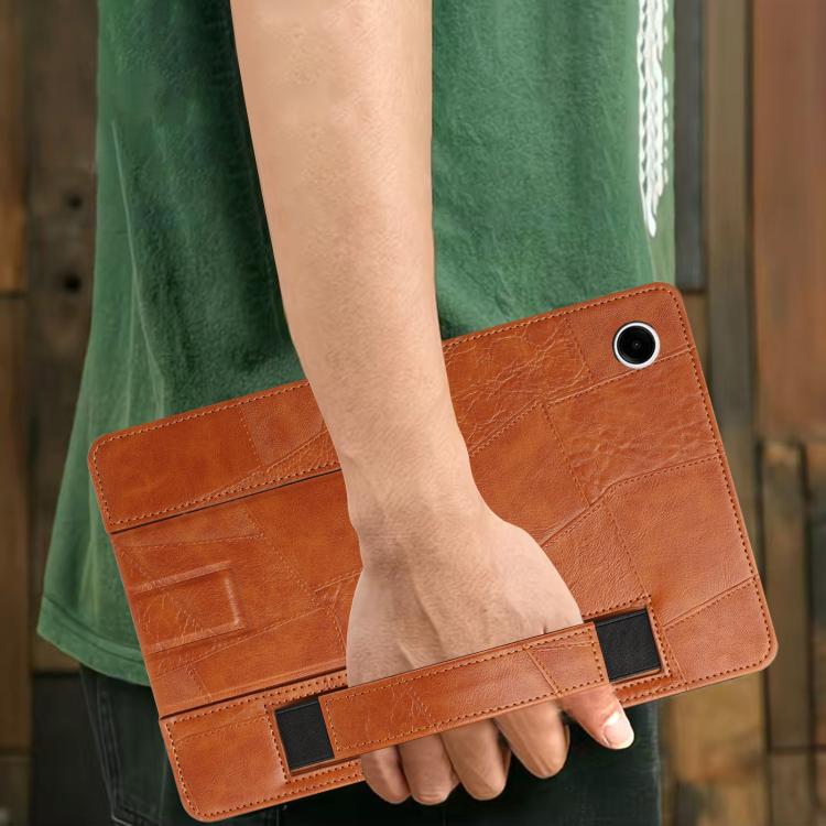 For Galaxy Tab A11+ / A9+ Wristband Retro Vegan Leather Back Tablet Case with Holder