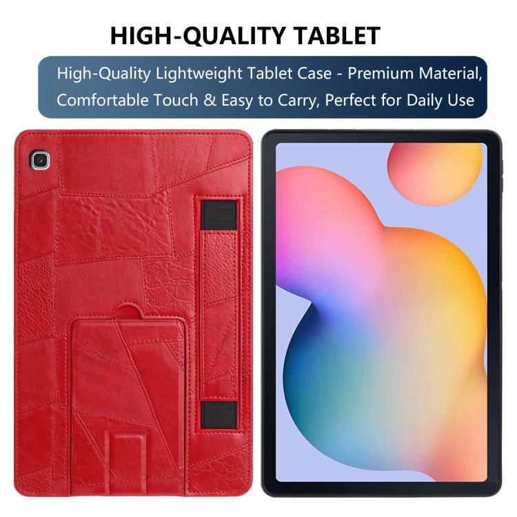 For Galaxy Tab S6 Lite 2024 / P610 Wristband Retro Vegan Leather Back Tablet Case with Holder