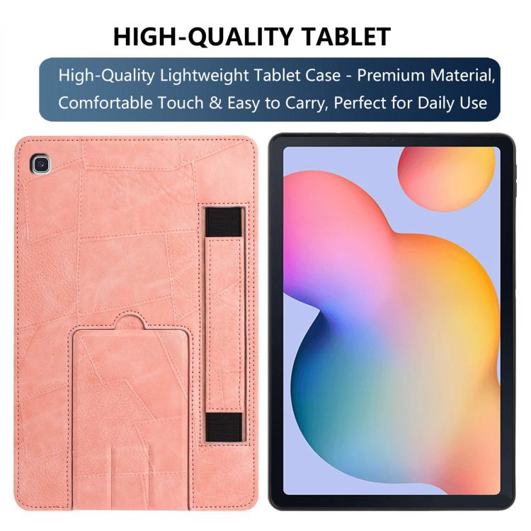 For Galaxy Tab S6 Lite 2024 / P610 Wristband Retro Vegan Leather Back Tablet Case with Holder