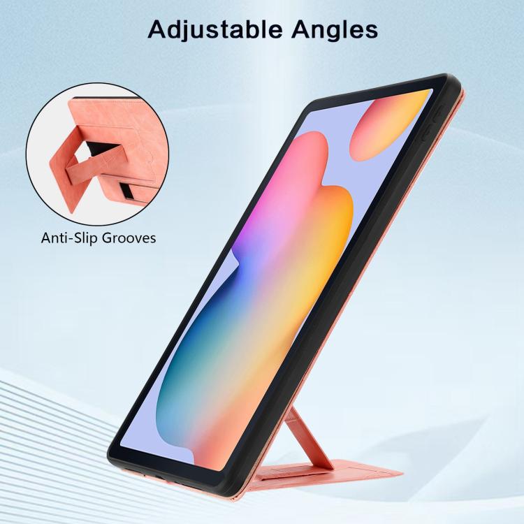 For Galaxy Tab S6 Lite 2024 / P610 Wristband Retro Vegan Leather Back Tablet Case with Holder