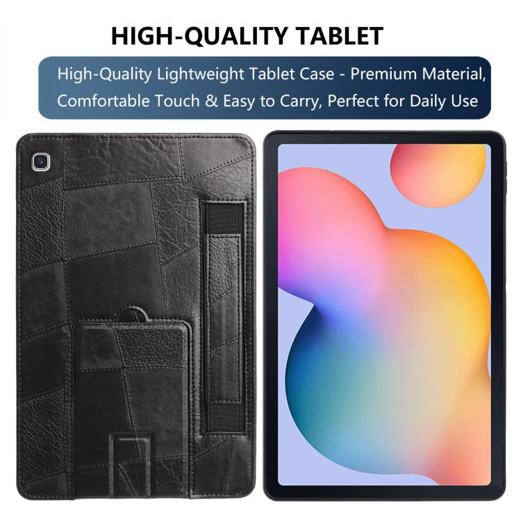 For Galaxy Tab S6 Lite 2024 / P610 Wristband Retro Vegan Leather Back Tablet Case with Holder