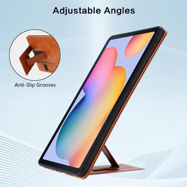 For Galaxy Tab S6 Lite 2024 / P610 Wristband Retro Vegan Leather Back Tablet Case with Holder
