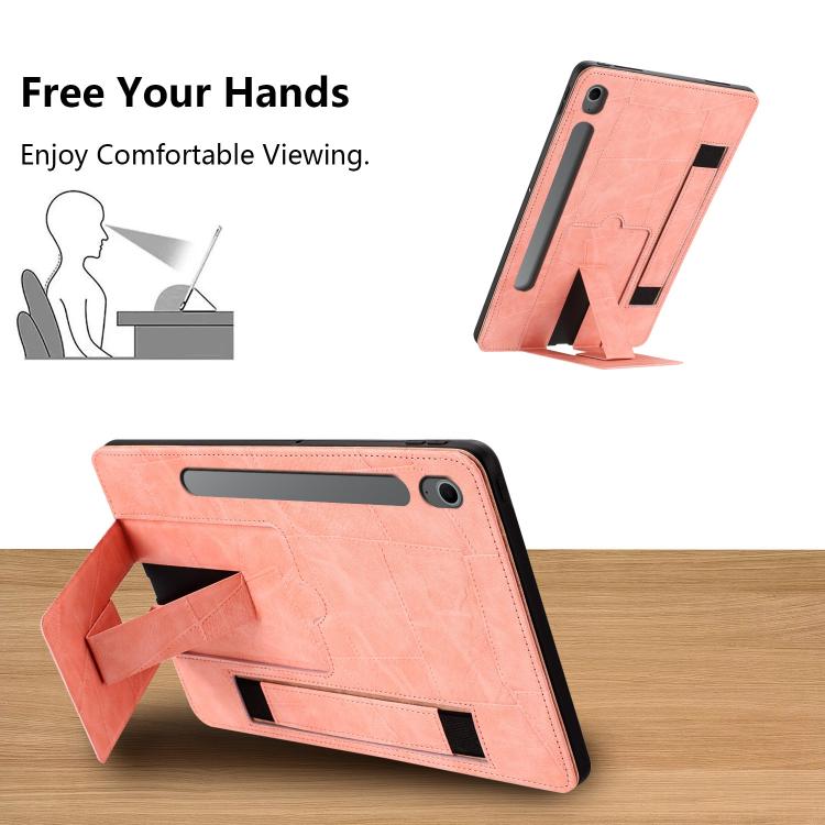 For Galaxy Tab S10 FE / S9 FE / S10 Lite Wristband Retro Vegan Leather Back Tablet Case with Holder
