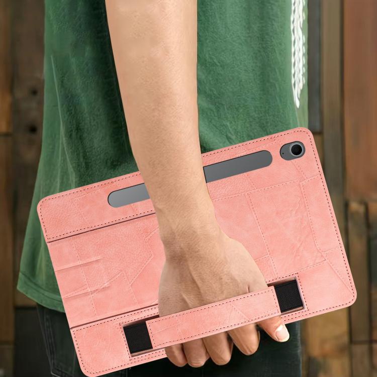 For Galaxy Tab S10 FE / S9 FE / S10 Lite Wristband Retro Vegan Leather Back Tablet Case with Holder