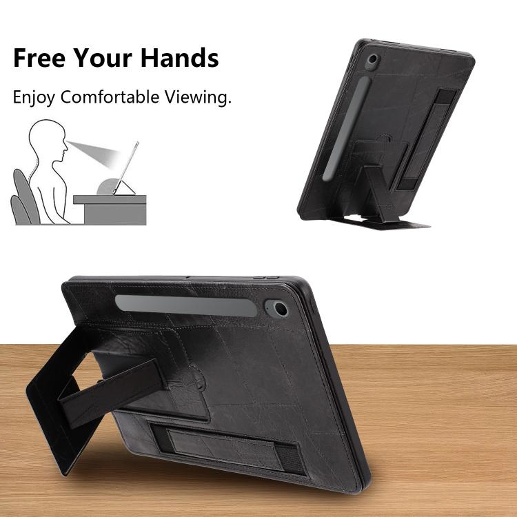 For Galaxy Tab S10 FE / S9 FE / S10 Lite Wristband Retro Vegan Leather Back Tablet Case with Holder