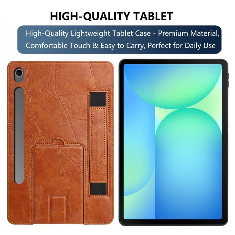 For Galaxy Tab S10 FE / S9 FE / S10 Lite Wristband Retro Vegan Leather Back Tablet Case with Holder