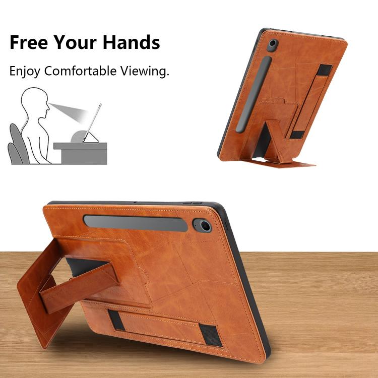 For Galaxy Tab S10 FE / S9 FE / S10 Lite Wristband Retro Vegan Leather Back Tablet Case with Holder