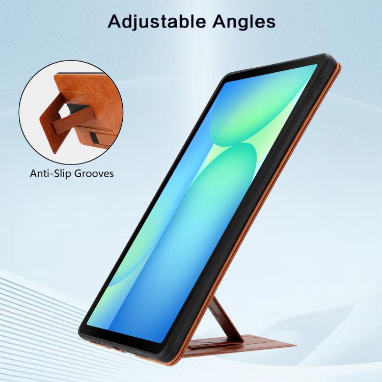 For Galaxy Tab S10 FE / S9 FE / S10 Lite Wristband Retro Vegan Leather Back Tablet Case with Holder