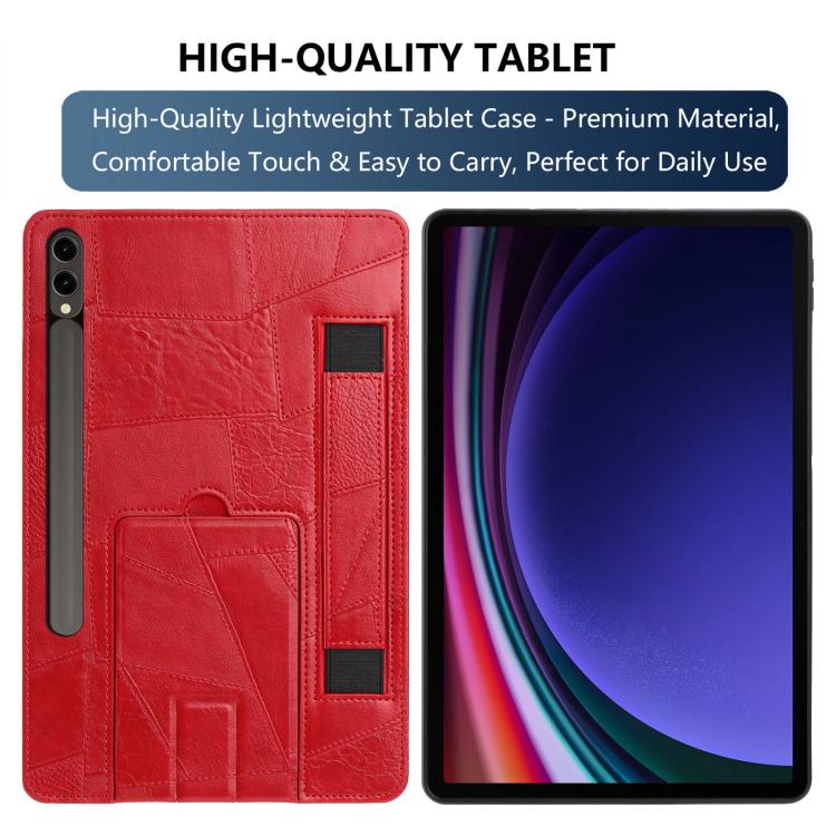 For Galaxy Tab S10+ / S9 FE+ / S9+ Wristband Retro Vegan Leather Back Tablet Case with Holder