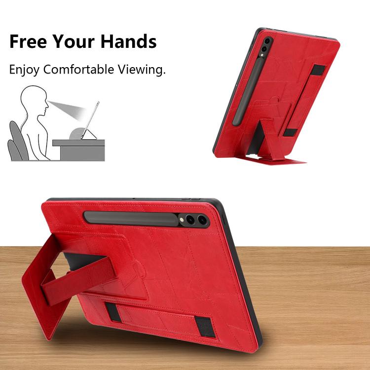 For Galaxy Tab S10+ / S9 FE+ / S9+ Wristband Retro Vegan Leather Back Tablet Case with Holder