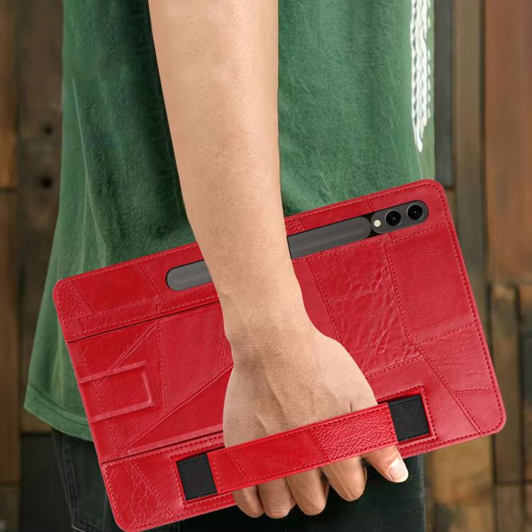 For Galaxy Tab S10+ / S9 FE+ / S9+ Wristband Retro Vegan Leather Back Tablet Case with Holder