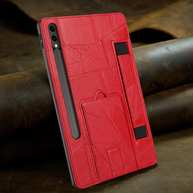 For Galaxy Tab S10+ / S9 FE+ / S9+ Wristband Retro Vegan Leather Back Tablet Case with Holder