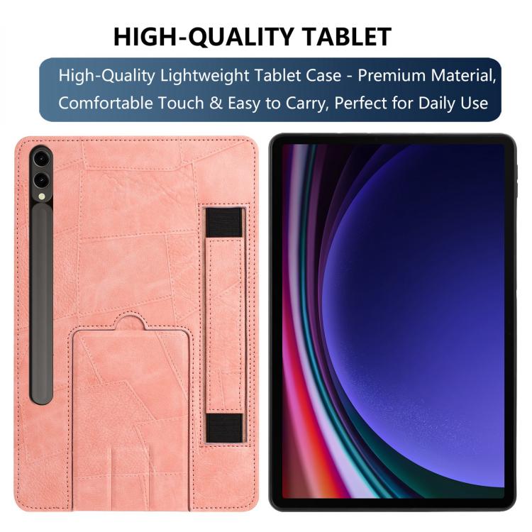 For Galaxy Tab S10+ / S9 FE+ / S9+ Wristband Retro Vegan Leather Back Tablet Case with Holder