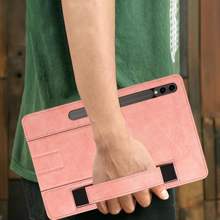 For Galaxy Tab S10+ / S9 FE+ / S9+ Wristband Retro Vegan Leather Back Tablet Case with Holder