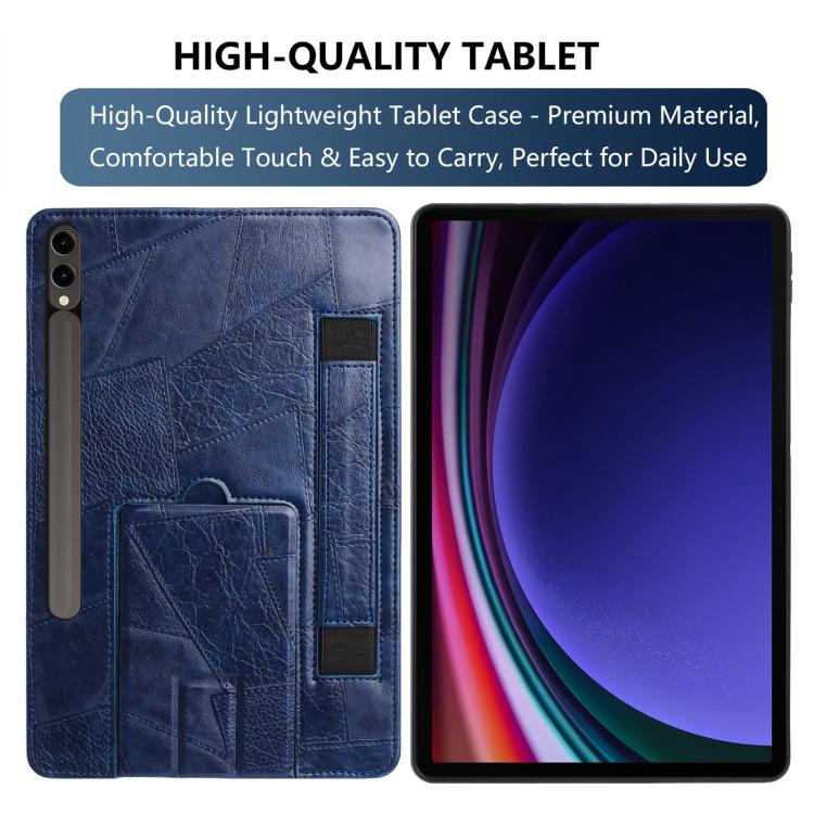 For Galaxy Tab S10+ / S9 FE+ / S9+ Wristband Retro Vegan Leather Back Tablet Case with Holder