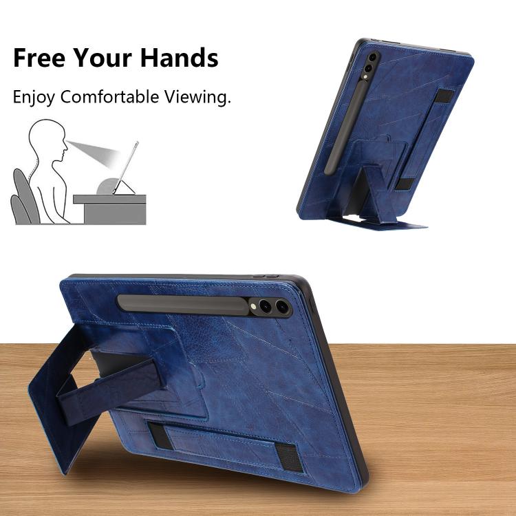 For Galaxy Tab S10+ / S9 FE+ / S9+ Wristband Retro Vegan Leather Back Tablet Case with Holder