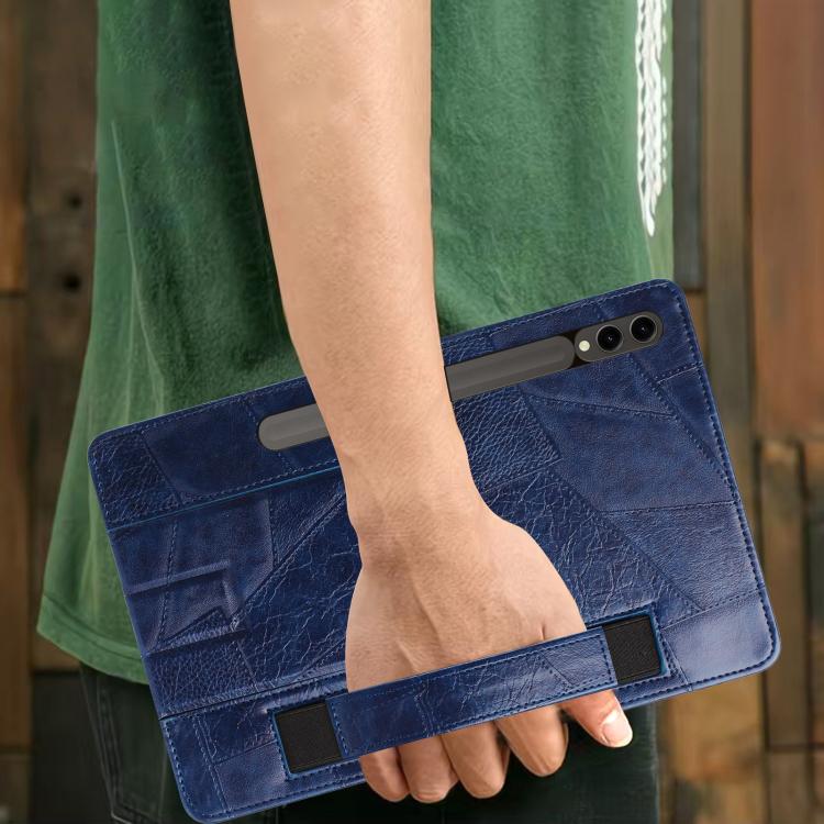 For Galaxy Tab S10+ / S9 FE+ / S9+ Wristband Retro Vegan Leather Back Tablet Case with Holder
