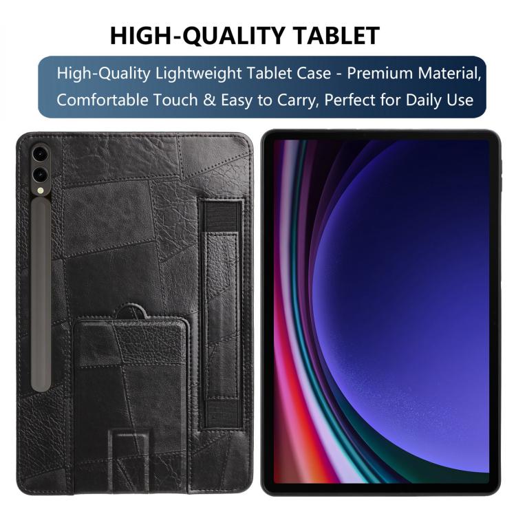 For Galaxy Tab S10+ / S9 FE+ / S9+ Wristband Retro Vegan Leather Back Tablet Case with Holder