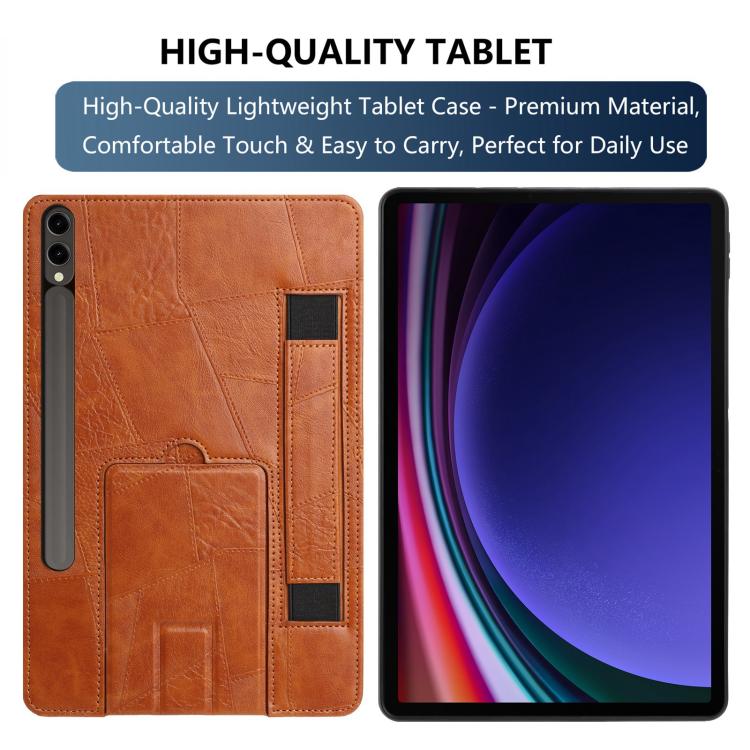 For Galaxy Tab S10+ / S9 FE+ / S9+ Wristband Retro Vegan Leather Back Tablet Case with Holder