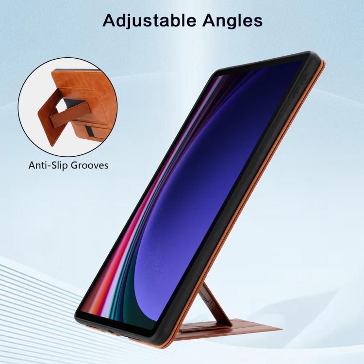 For Galaxy Tab S10+ / S9 FE+ / S9+ Wristband Retro Vegan Leather Back Tablet Case with Holder