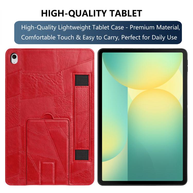 For Galaxy Tab S10 FE+ Wristband Retro Vegan Leather Back Tablet Case with Holder