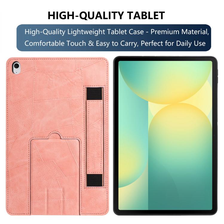 For Galaxy Tab S10 FE+ Wristband Retro Vegan Leather Back Tablet Case with Holder