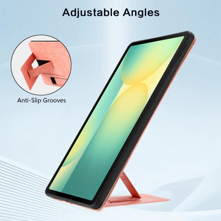 For Galaxy Tab S10 FE+ Wristband Retro Vegan Leather Back Tablet Case with Holder