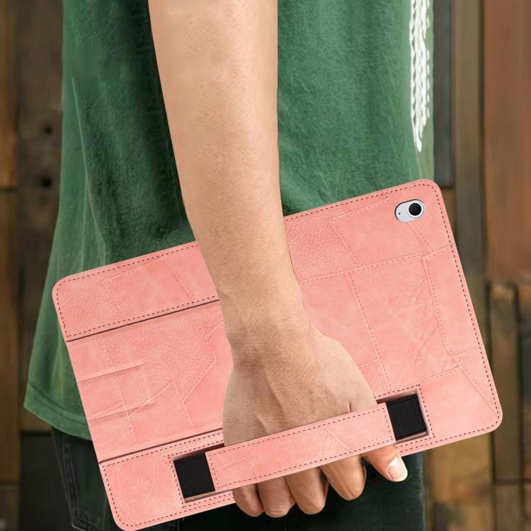 For Galaxy Tab S10 FE+ Wristband Retro Vegan Leather Back Tablet Case with Holder