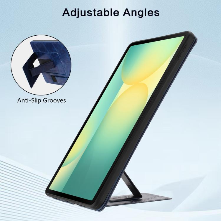 For Galaxy Tab S10 FE+ Wristband Retro Vegan Leather Back Tablet Case with Holder