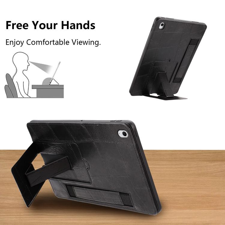 For Galaxy Tab S10 FE+ Wristband Retro Vegan Leather Back Tablet Case with Holder