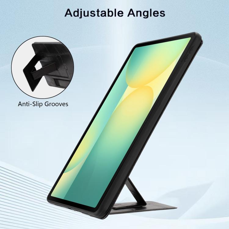For Galaxy Tab S10 FE+ Wristband Retro Vegan Leather Back Tablet Case with Holder
