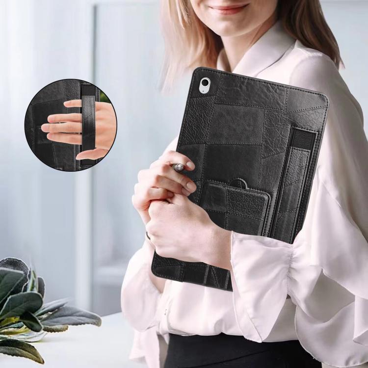 For Galaxy Tab S10 FE+ Wristband Retro Vegan Leather Back Tablet Case with Holder