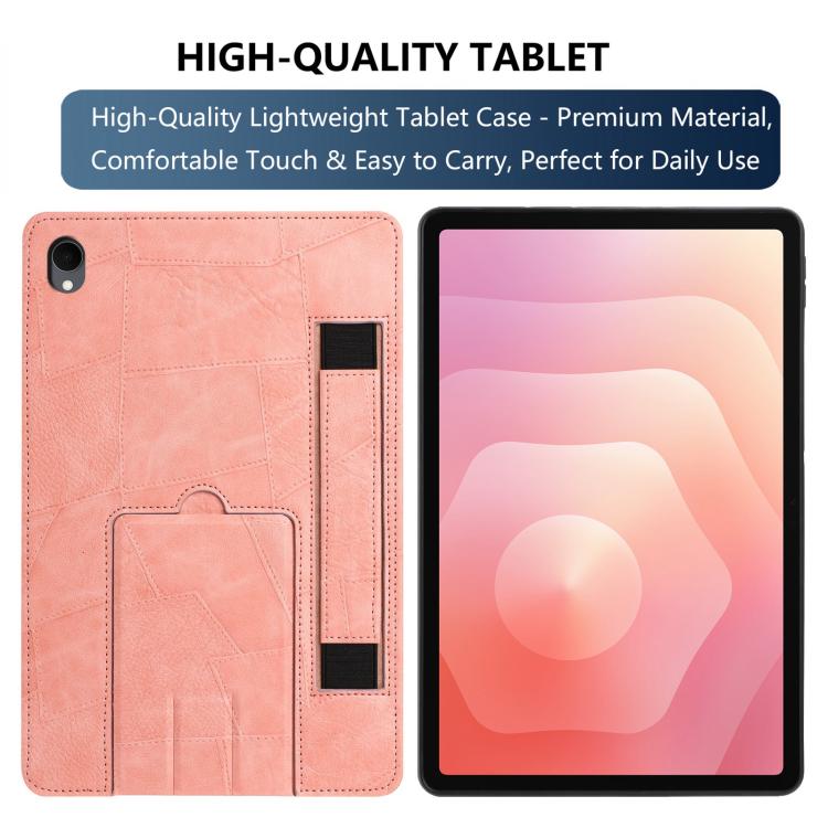 For Galaxy Tab S11 Wristband Retro Vegan Leather Back Tablet Case with Holder