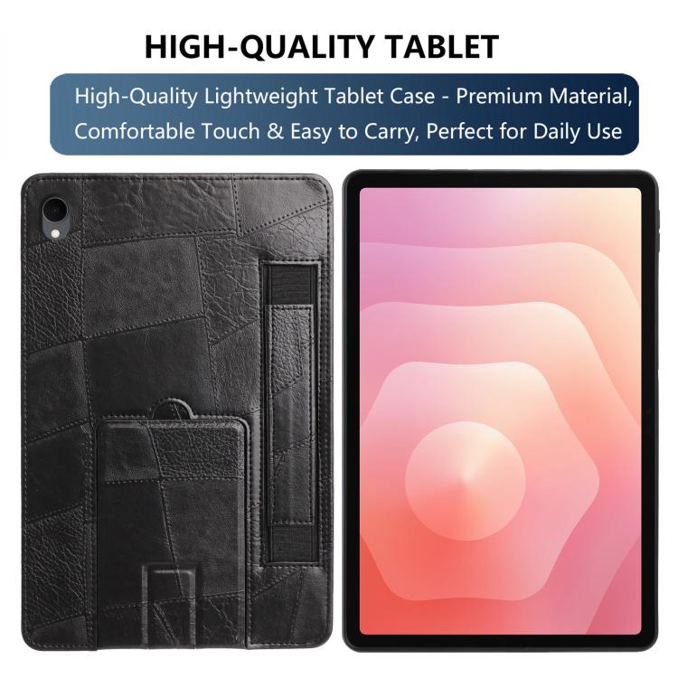 For Galaxy Tab S11 Wristband Retro Vegan Leather Back Tablet Case with Holder
