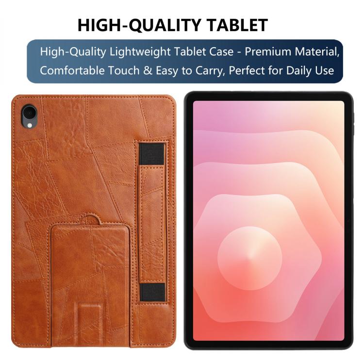 For Galaxy Tab S11 Wristband Retro Vegan Leather Back Tablet Case with Holder