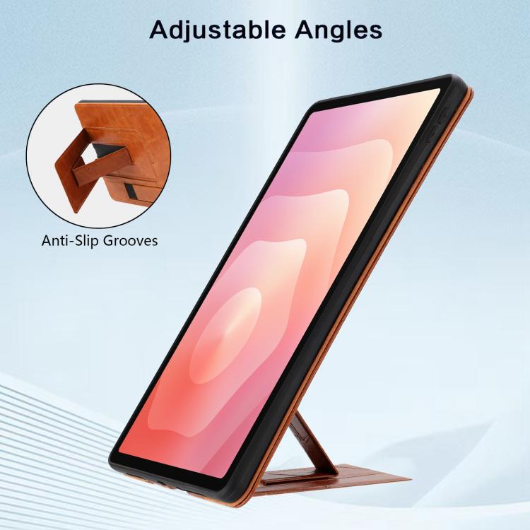 For Galaxy Tab S11 Wristband Retro Vegan Leather Back Tablet Case with Holder
