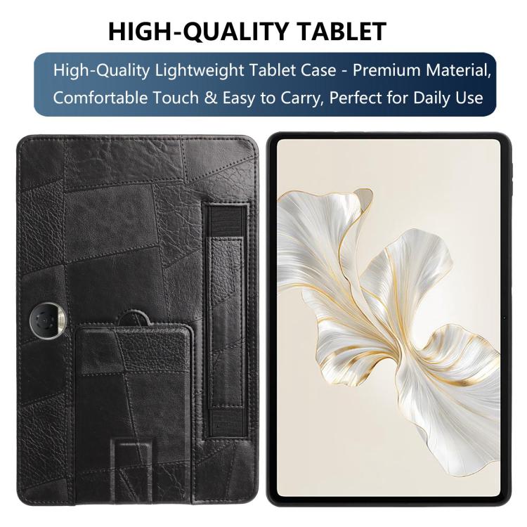 For Honor Pad 9 Wristband Retro Vegan Leather Back Tablet Case with Holder