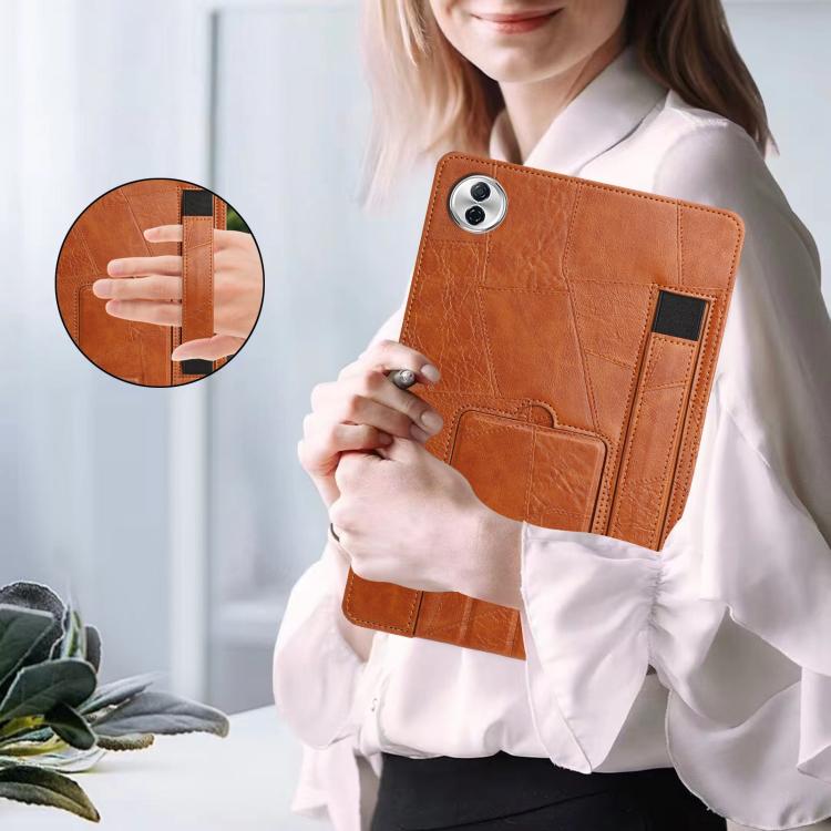 For Honor Pad 10 Wristband Retro Vegan Leather Back Tablet Case with Holder