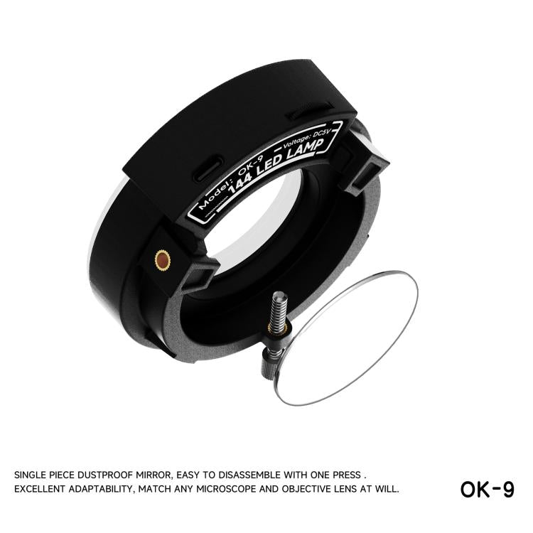 RF4 OK-9 Adjustable 144pcs LED Ring Light for Binocular / Trinocular Stereo Microscope - Black
