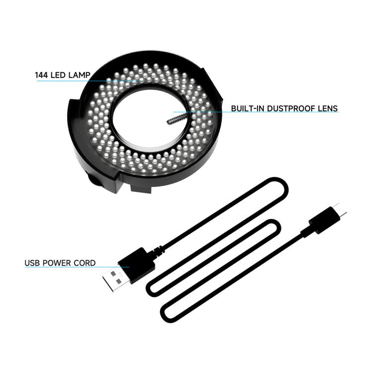 RF4 OK-9 Adjustable 144pcs LED Ring Light for Binocular / Trinocular Stereo Microscope - Black