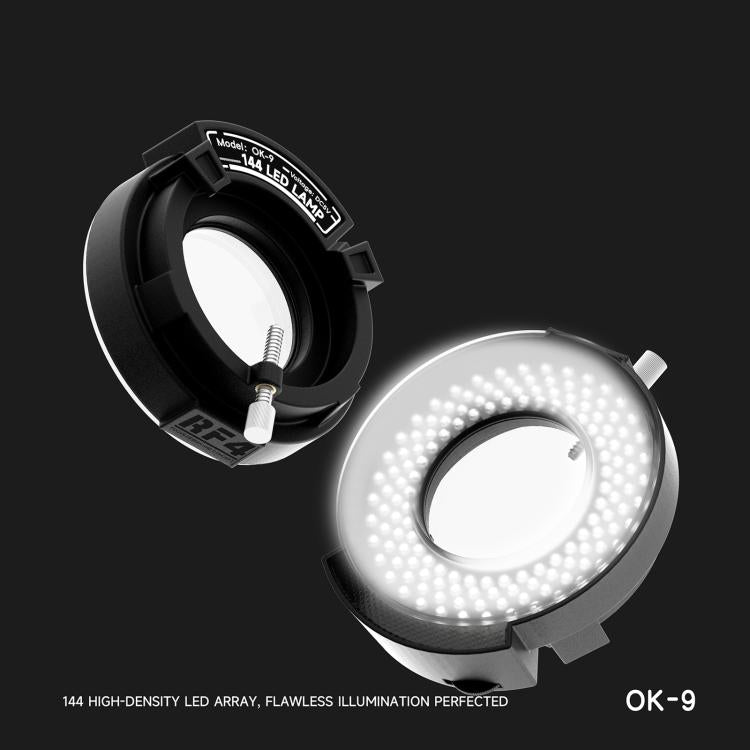 RF4 OK-9 Adjustable 144pcs LED Ring Light for Binocular / Trinocular Stereo Microscope - Black