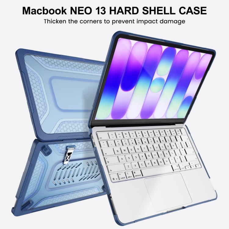 For MacBook Neo 13 inch 2026 A18 Pro A3404 PC Hybrid TPU Honeycomb Metal Stand Laptop Protective Case