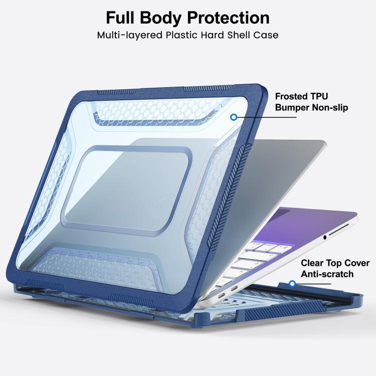 For MacBook Neo 13 inch 2026 A18 Pro A3404 PC Hybrid TPU Honeycomb Metal Stand Laptop Protective Case