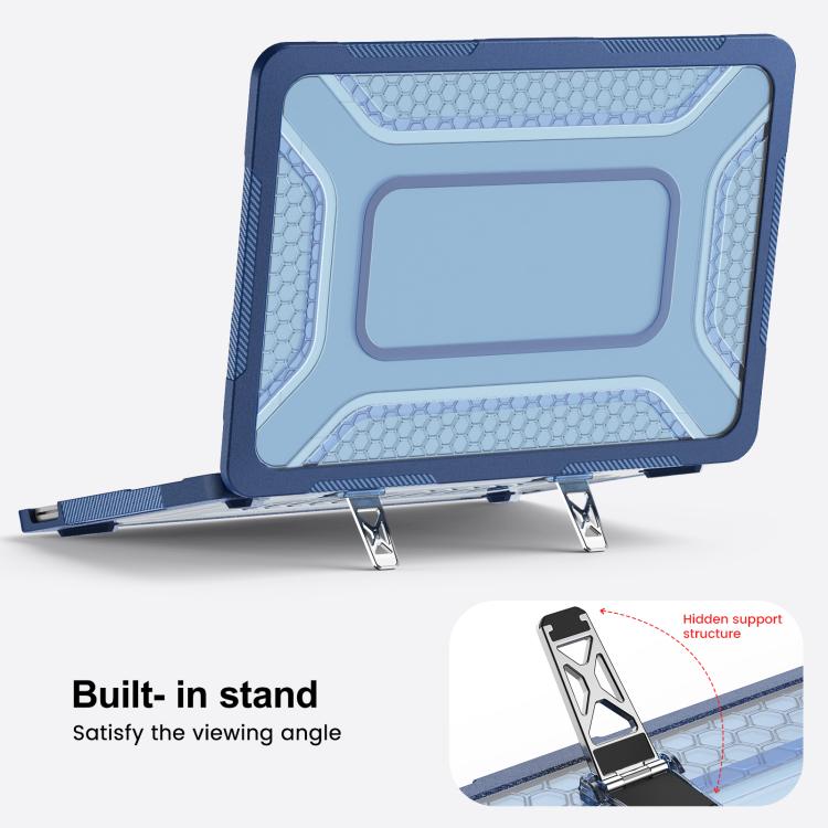 For MacBook Neo 13 inch 2026 A18 Pro A3404 PC Hybrid TPU Honeycomb Metal Stand Laptop Protective Case