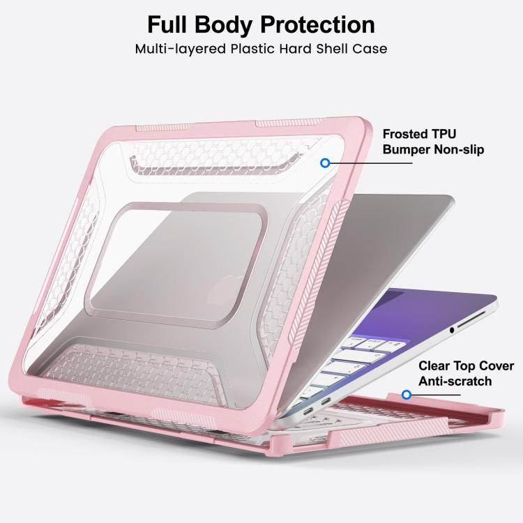 For MacBook Neo 13 inch 2026 A18 Pro A3404 PC Hybrid TPU Honeycomb Metal Stand Laptop Protective Case