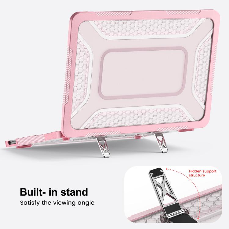 For MacBook Neo 13 inch 2026 A18 Pro A3404 PC Hybrid TPU Honeycomb Metal Stand Laptop Protective Case