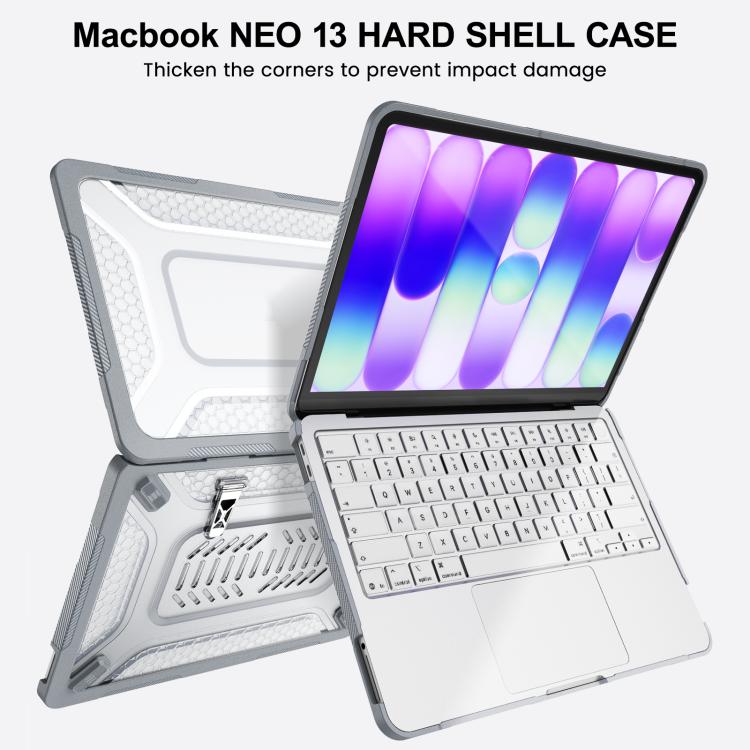 For MacBook Neo 13 inch 2026 A18 Pro A3404 PC Hybrid TPU Honeycomb Metal Stand Laptop Protective Case