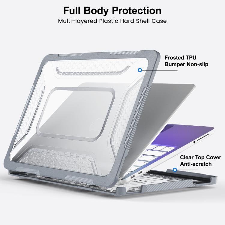 For MacBook Neo 13 inch 2026 A18 Pro A3404 PC Hybrid TPU Honeycomb Metal Stand Laptop Protective Case