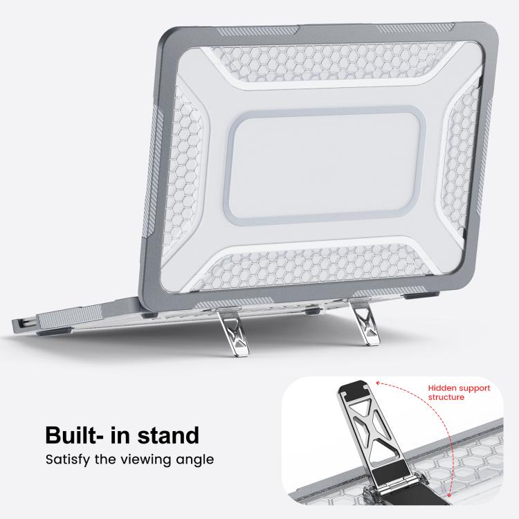 For MacBook Neo 13 inch 2026 A18 Pro A3404 PC Hybrid TPU Honeycomb Metal Stand Laptop Protective Case