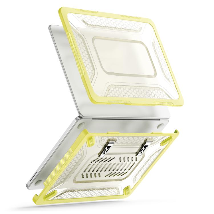 For MacBook Neo 13 inch 2026 A18 Pro A3404 PC Hybrid TPU Honeycomb Metal Stand Laptop Protective Case